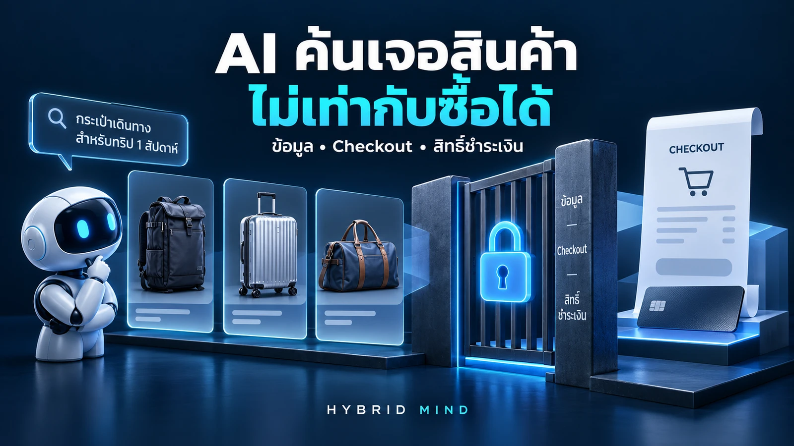 ภาพแนวคิดข้อมูลสินค้าและประตูสิทธิ์ก่อน checkout ไม่ใช่ Runtime