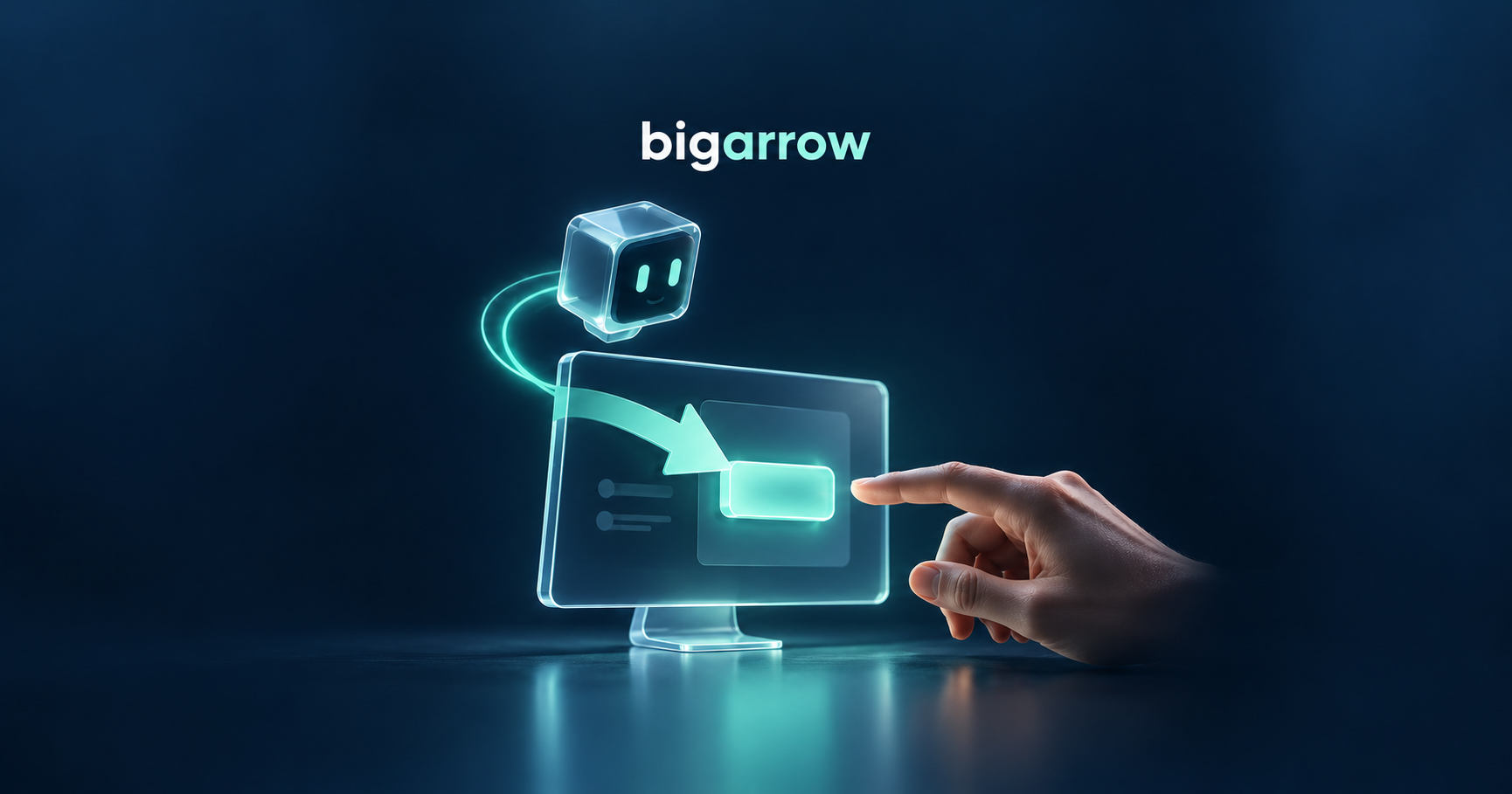 ภาพแนวคิด bigarrow: ลูกศร AI ชี้ปุ่ม ส่วนคนยังเป็นผู้เลือกและตัดสินใจ