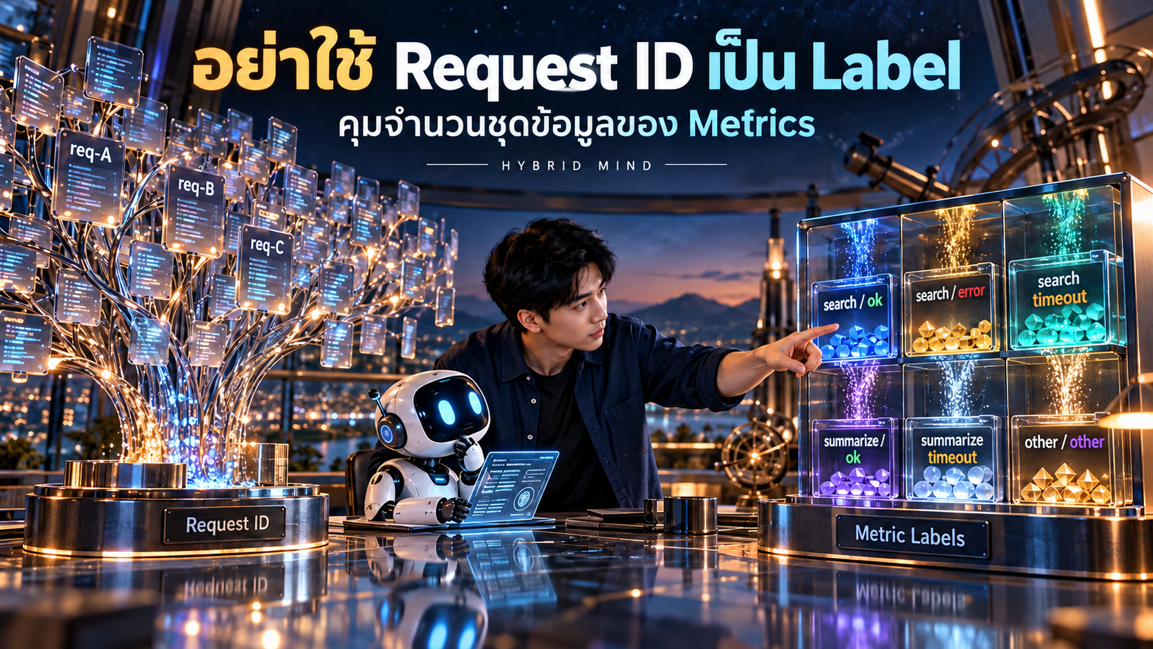 ภาพปกการเลือกคู่ label ที่จำกัด เทียบกับ Request ID ที่แตกแขนง